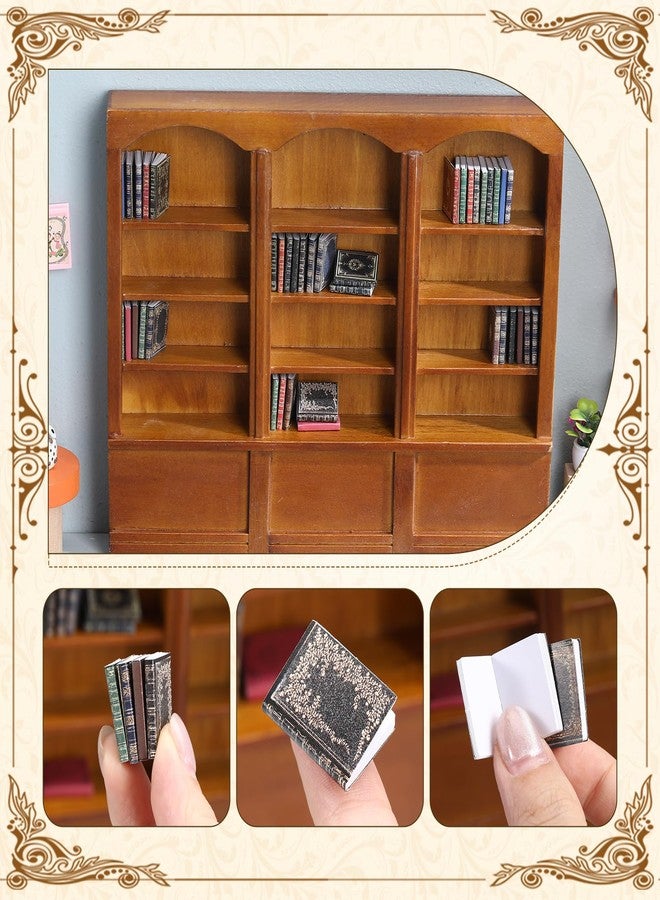 Chivertion 1:12 Scale Dollhouse Miniature Wooden Bookshelf with 48 Pcs Miniatures Books, Mini Bookcase Tiny Books for Dollhouse Mini Library Furniture Christmas Decoration Gift(Brown) - Image 3